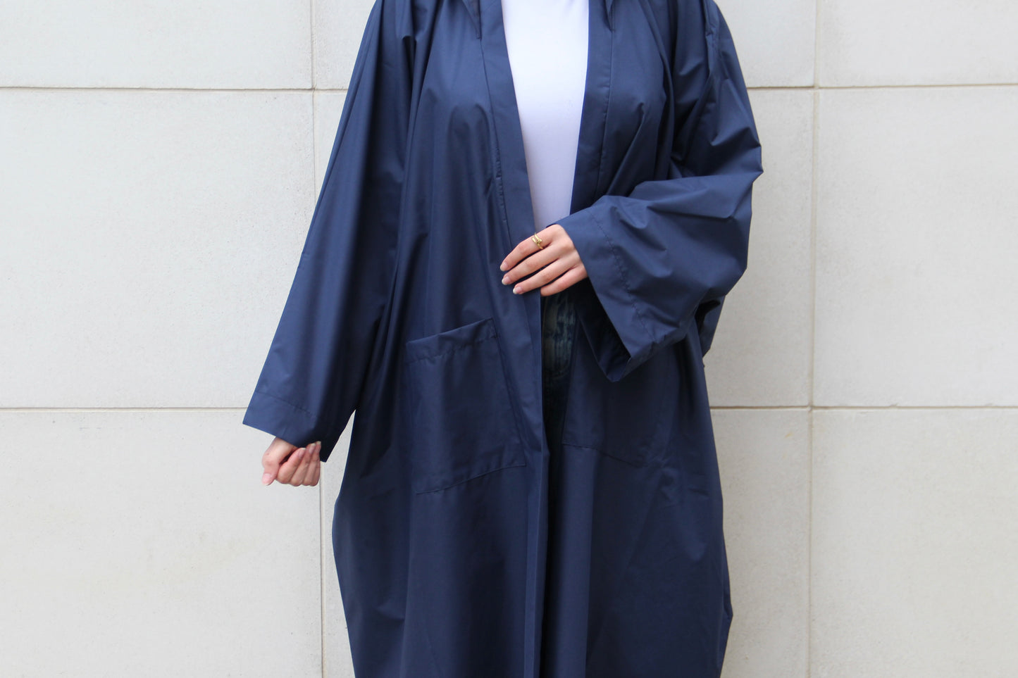 Navy blue cloak rain coat