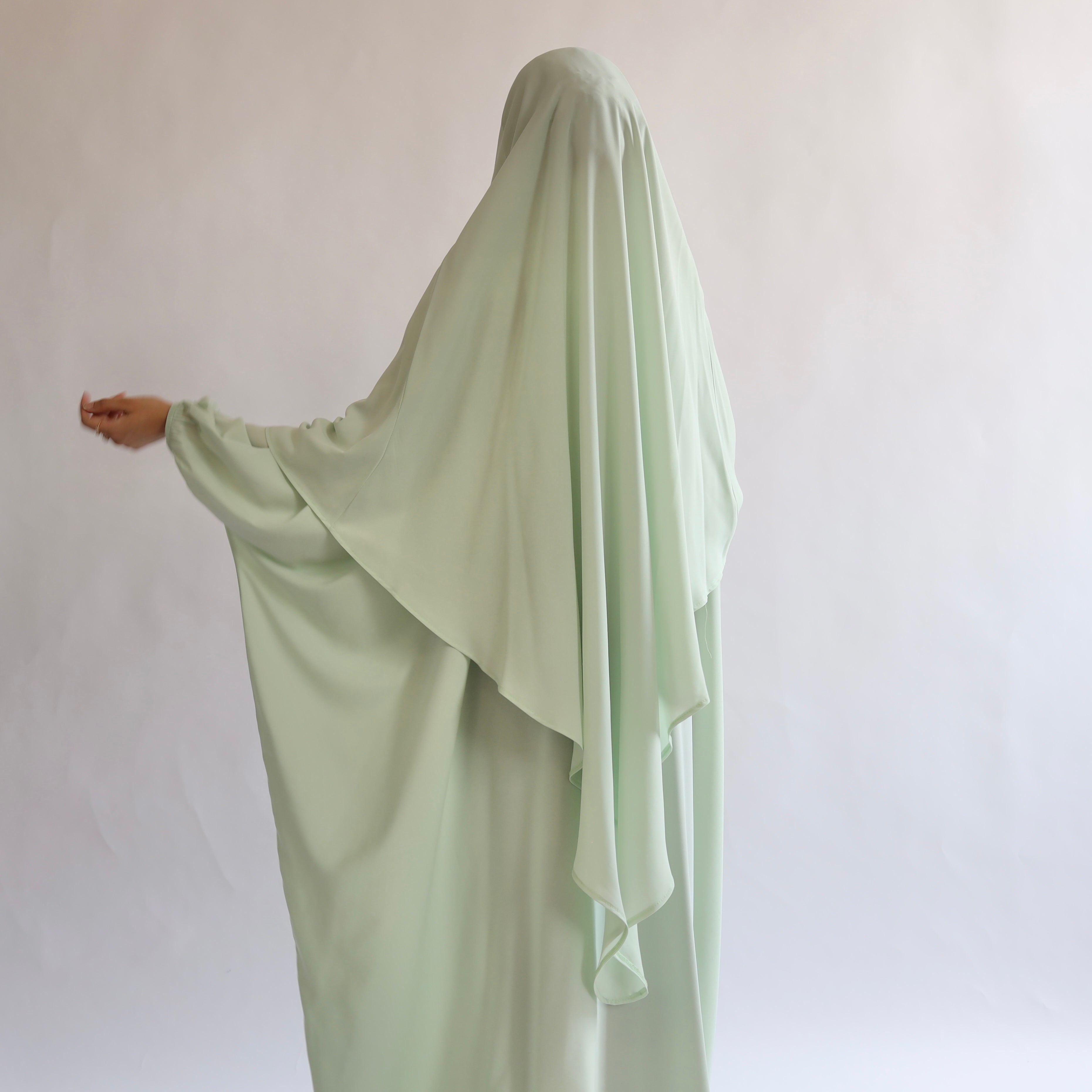 Pistachio Khimar with Niqab Ties