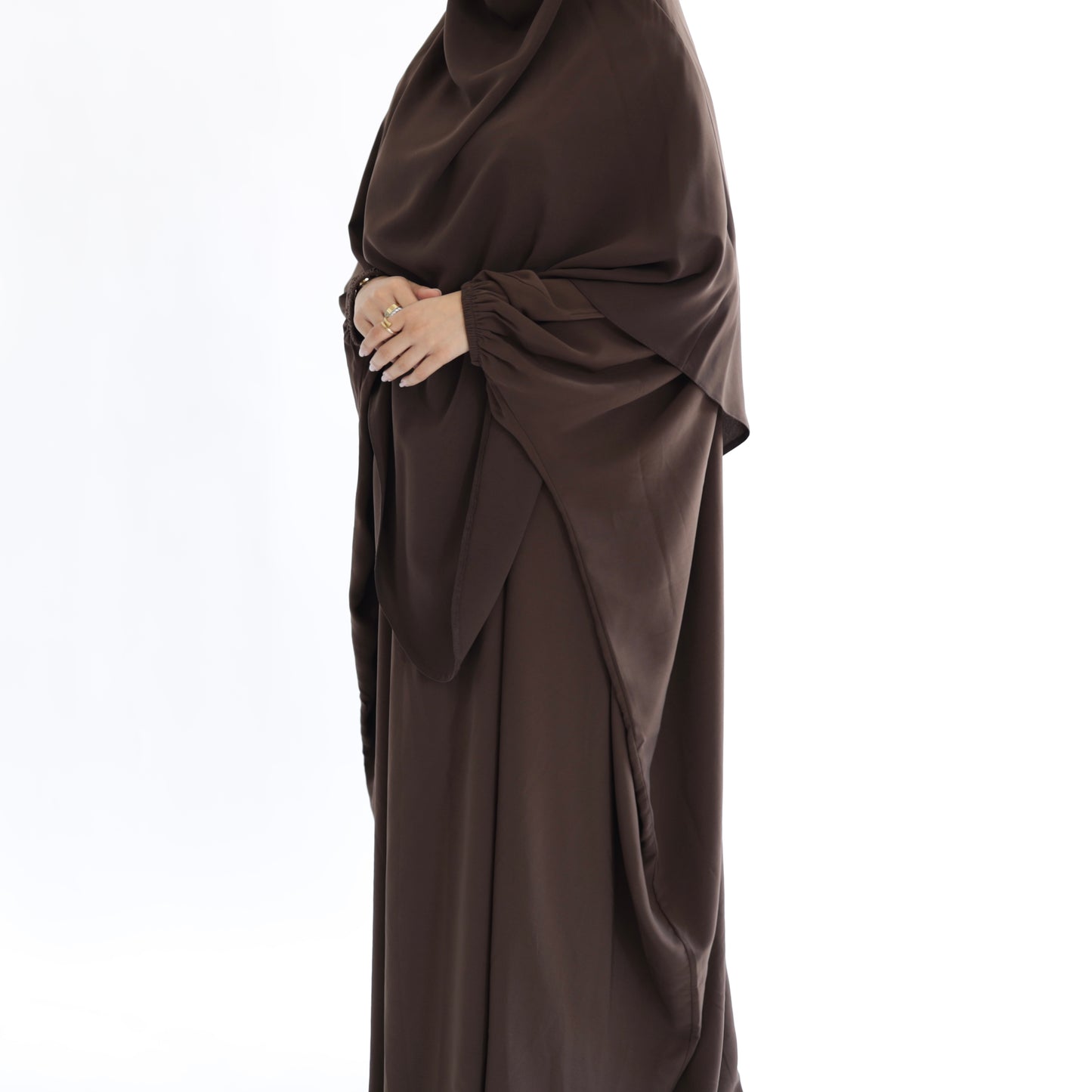 Choc Brown Khimar with Niqab Ties