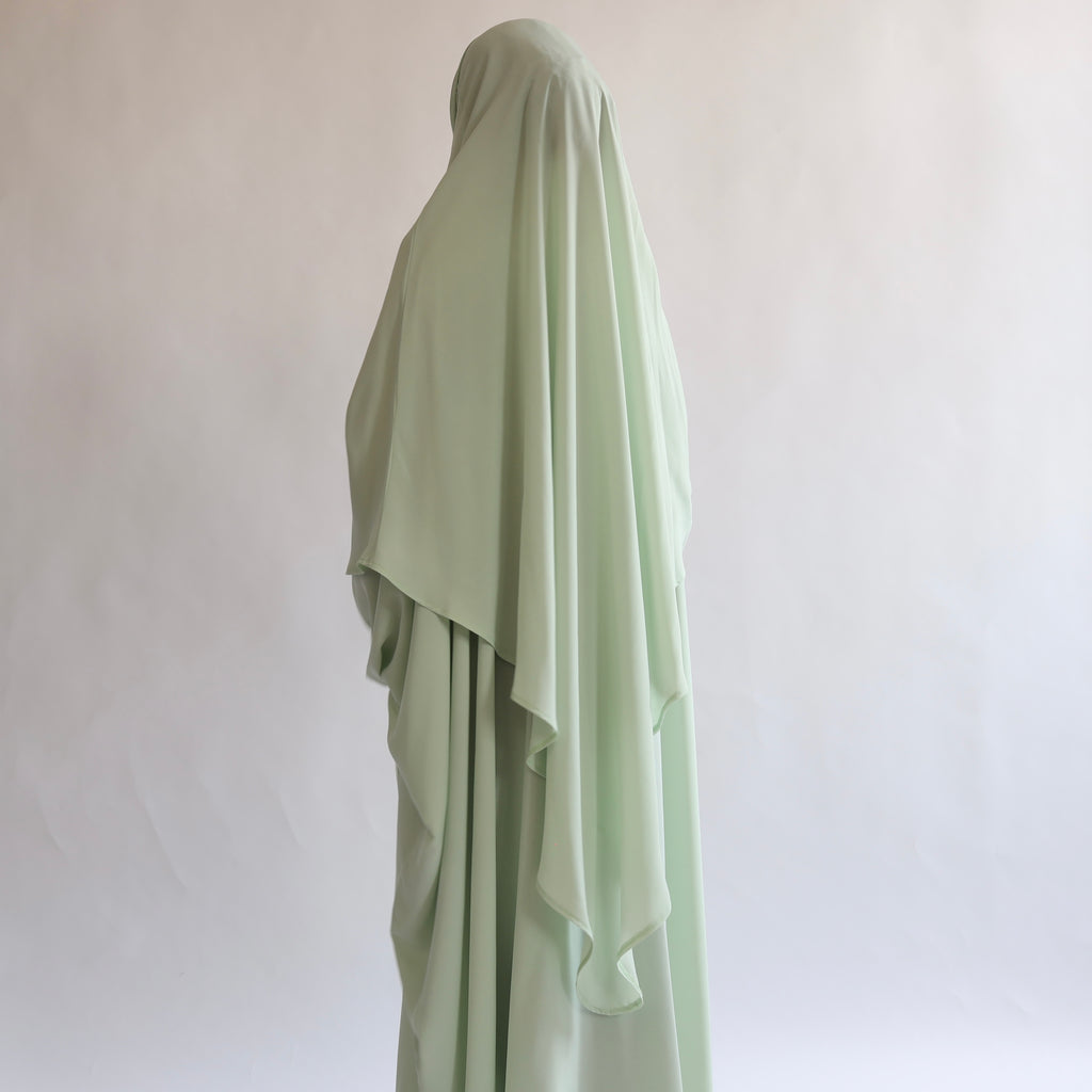 Pistachio Khimar with Niqab Ties