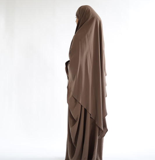 Brown Khimar with Niqab Ties