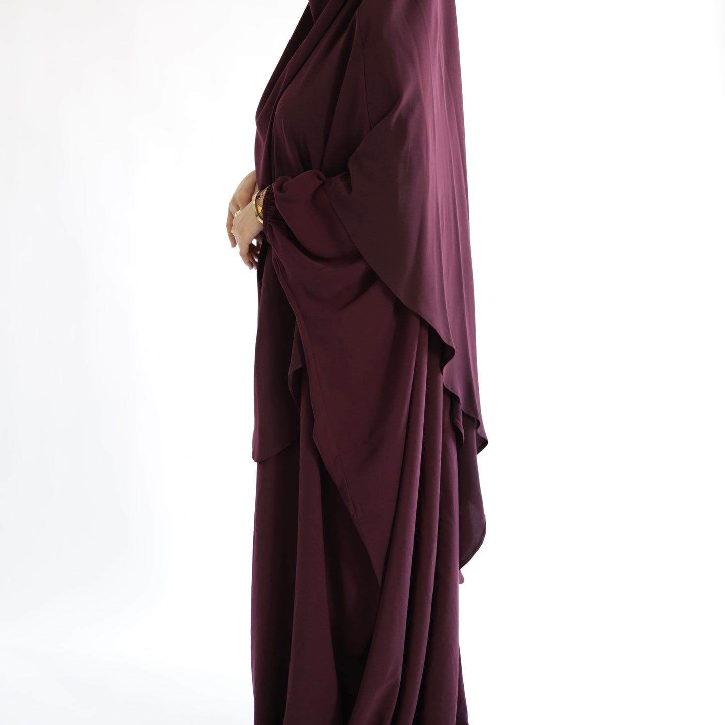 Burgundy Khimar with Niqab Ties