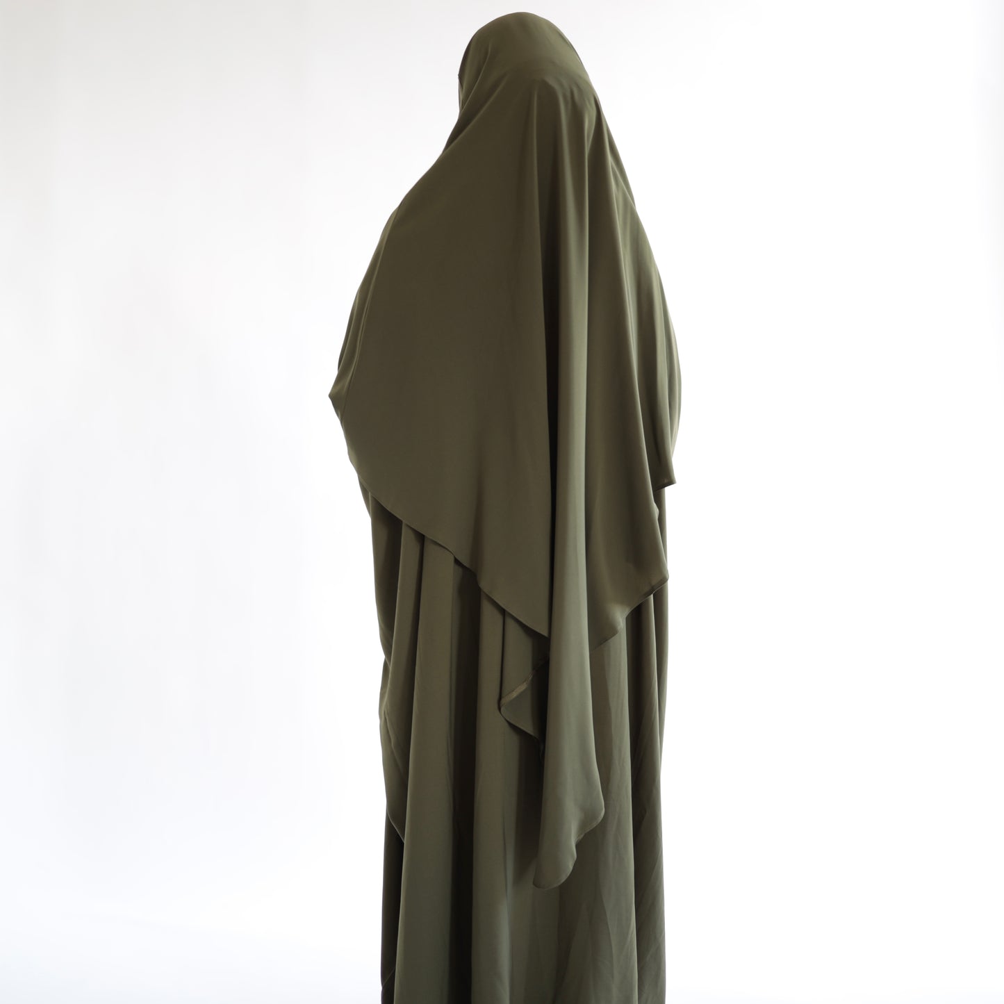 Olive Green Khimar with Niqab Ties