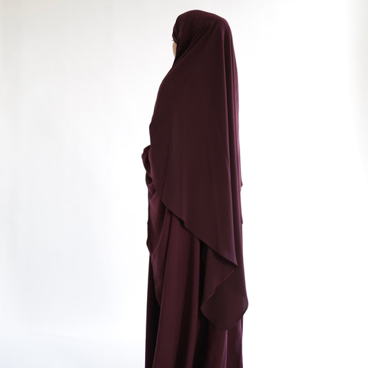 Burgundy Khimar with Niqab Ties